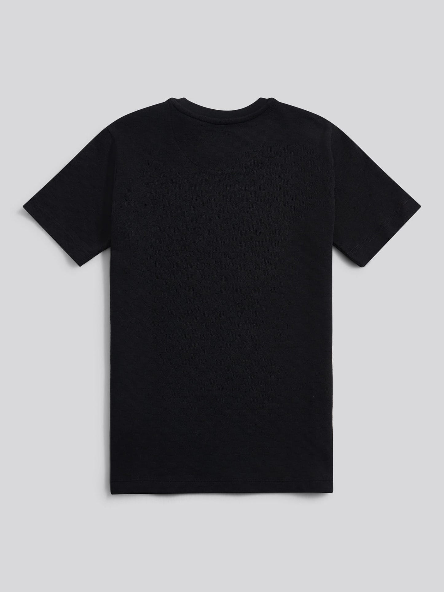Boys Check Texture T-Shirt, in Black