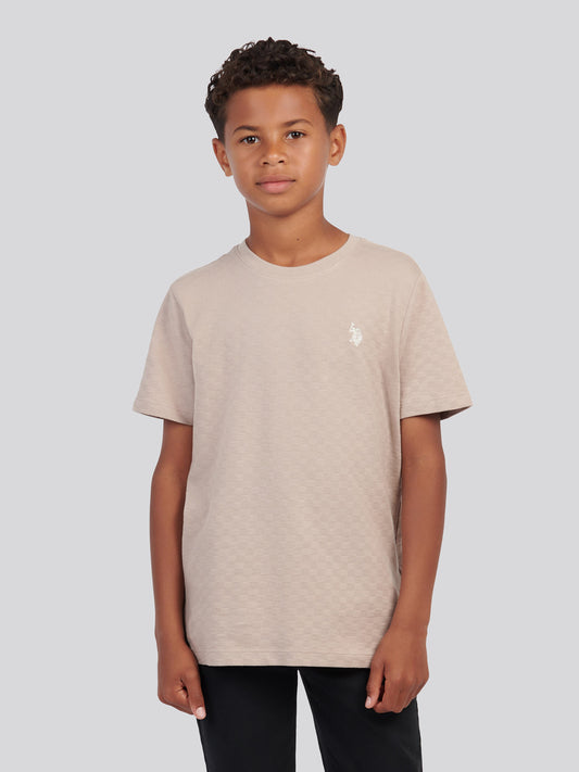 Boys Check Texture T-Shirt, in Atmosphere