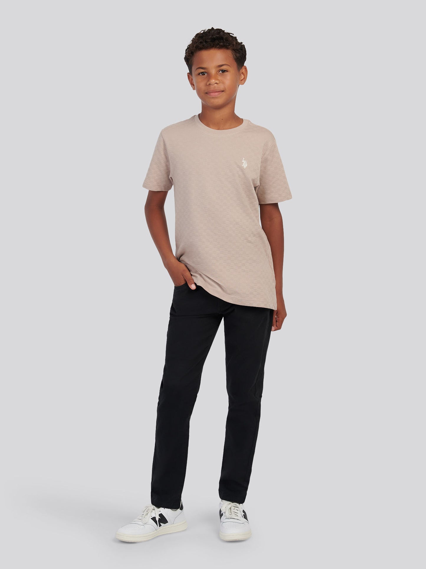 Boys Check Texture T-Shirt, in Atmosphere