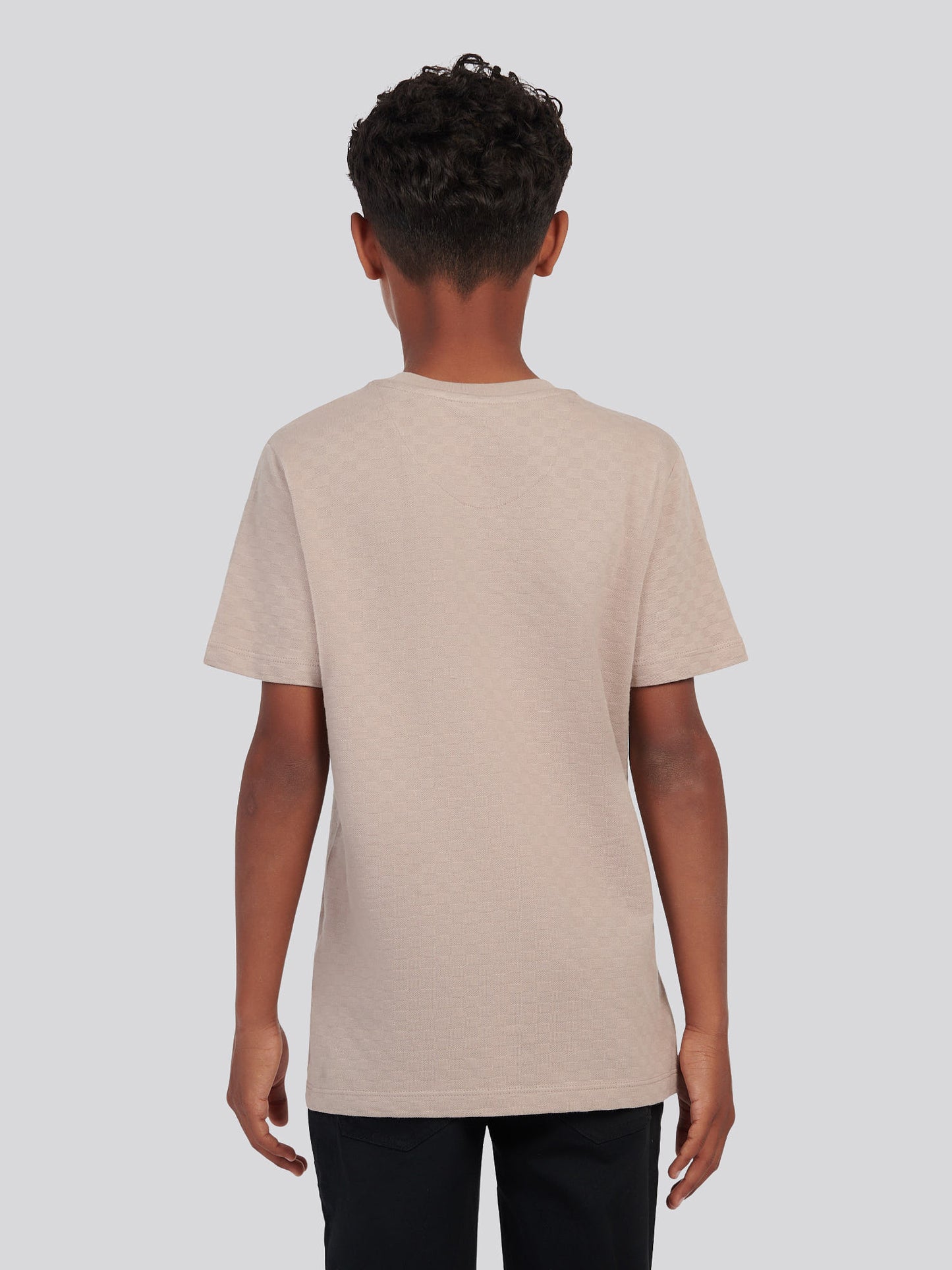 Boys Check Texture T-Shirt, in Atmosphere