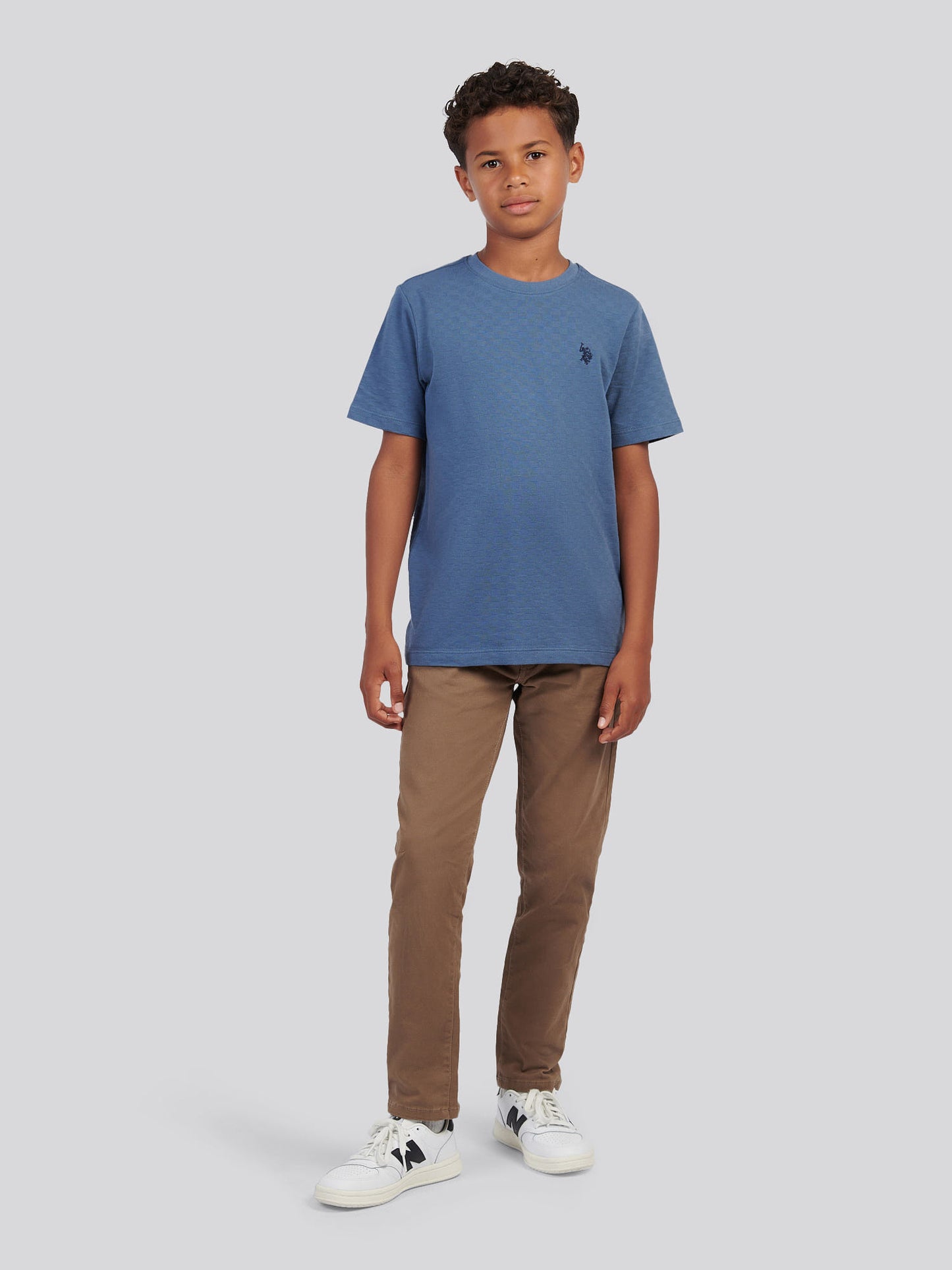 Boys Check Texture T-Shirt, in Vintage Indigo