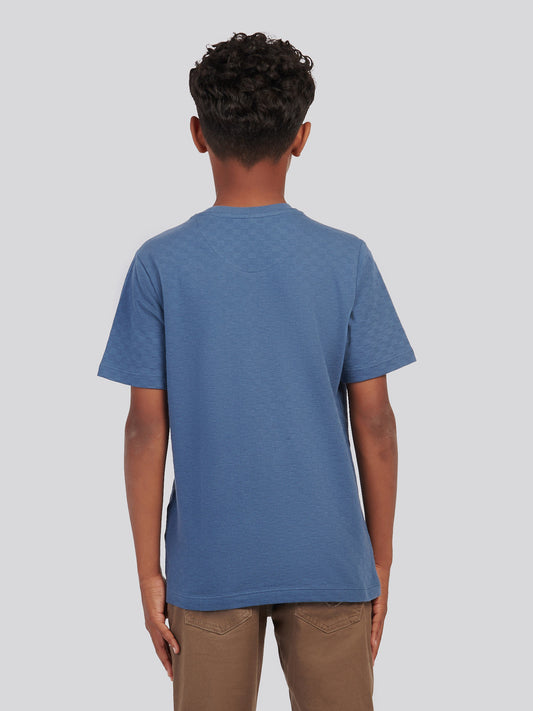 Boys Check Texture T-Shirt, in Vintage Indigo