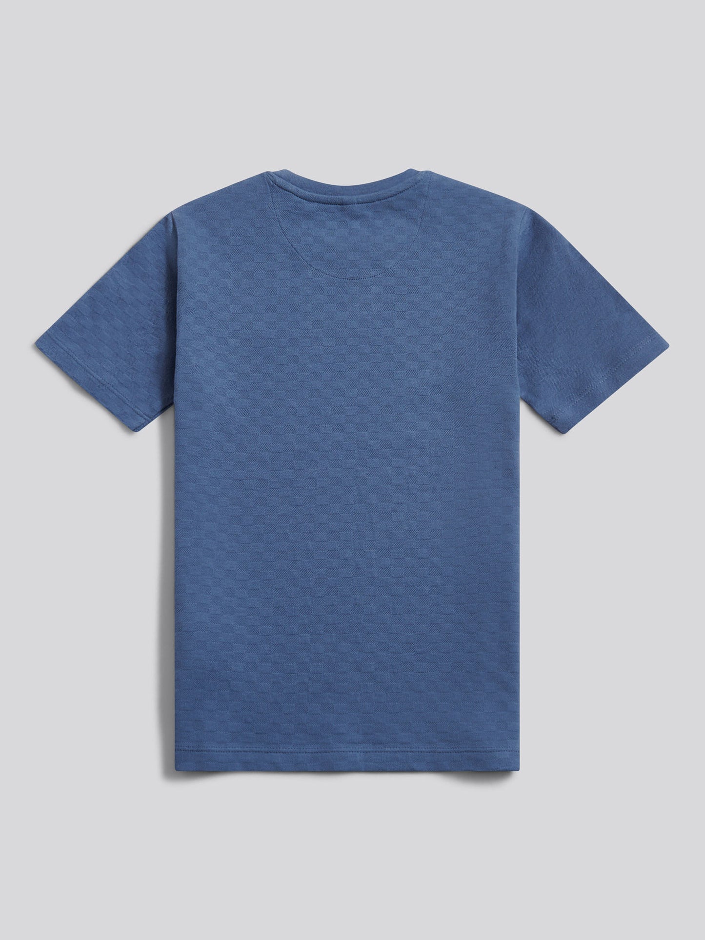 Boys Check Texture T-Shirt, in Vintage Indigo