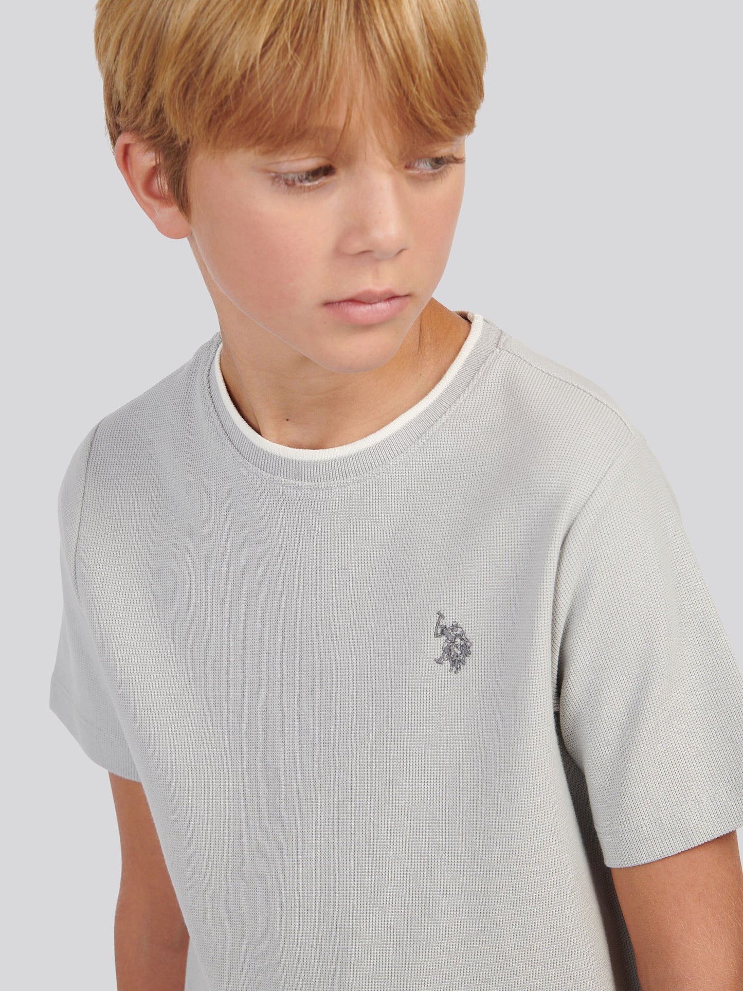 Boys Knit Texture T-Shirt in High Rise