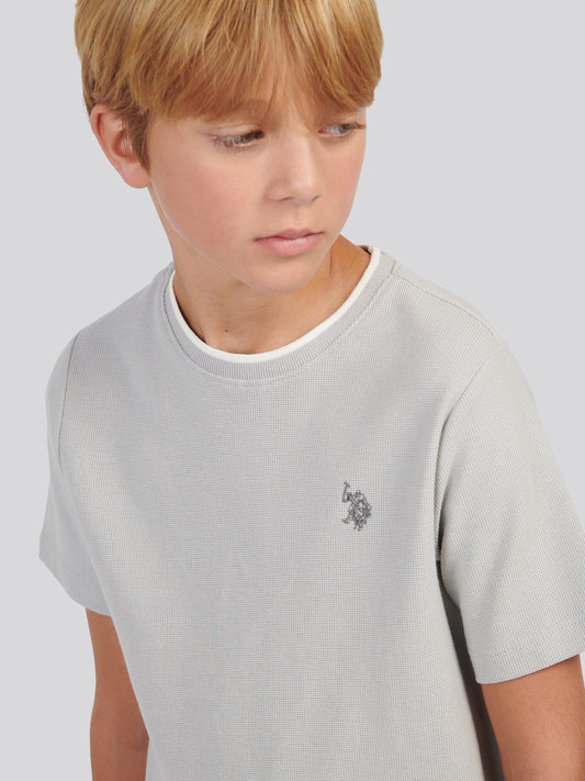 Boys Knit Texture T-Shirt in High Rise