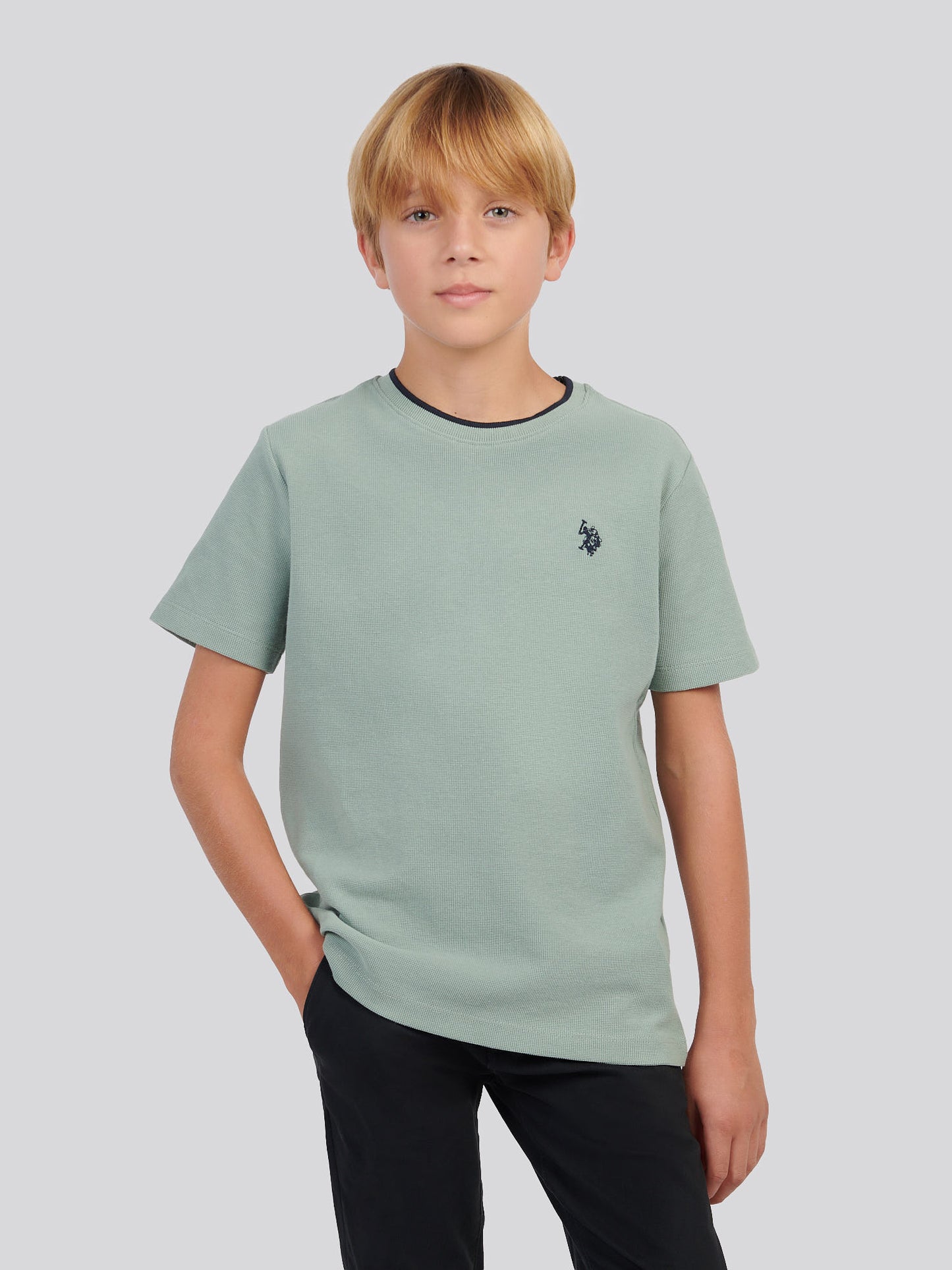 Boys Knit Texture T-Shirt in Iceberg Green