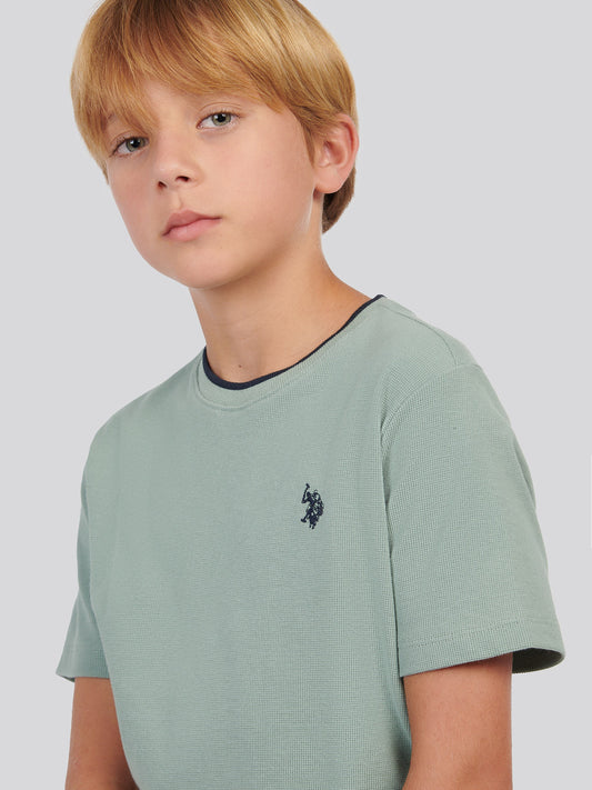 Boys Knit Texture T-Shirt in Iceberg Green