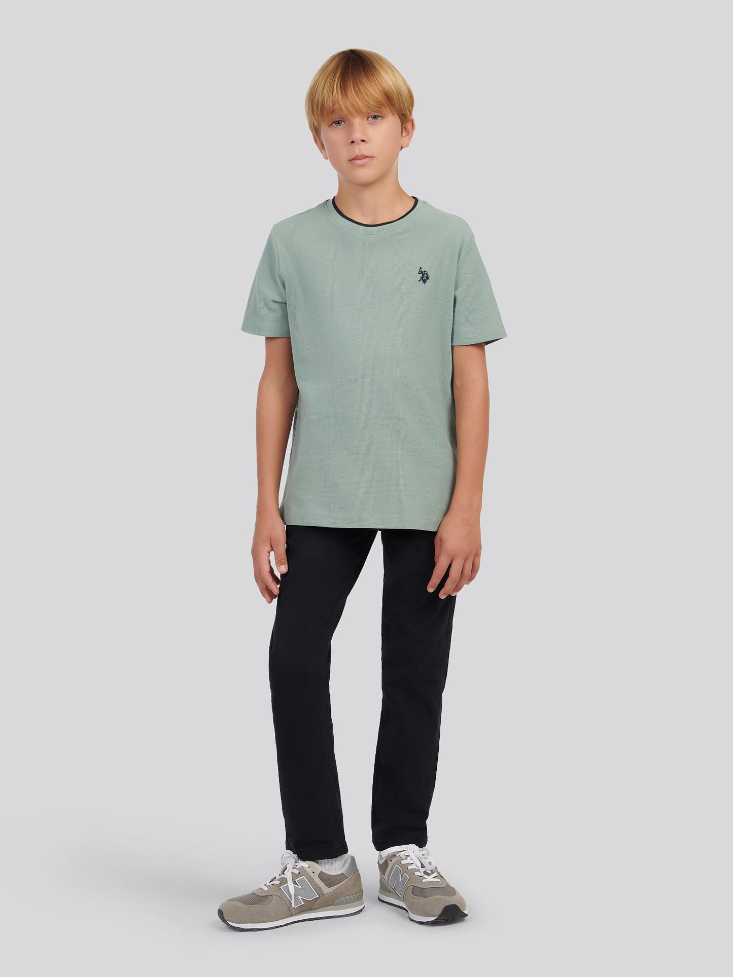 Boys Knit Texture T-Shirt in Iceberg Green