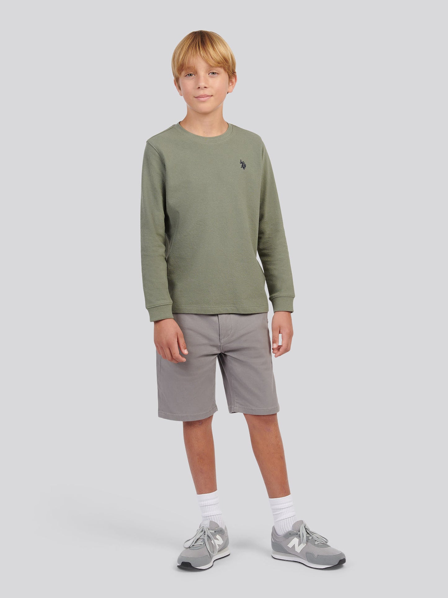 Boys Flat Pile Long Sleeve T-Shirt in Mulled Basil