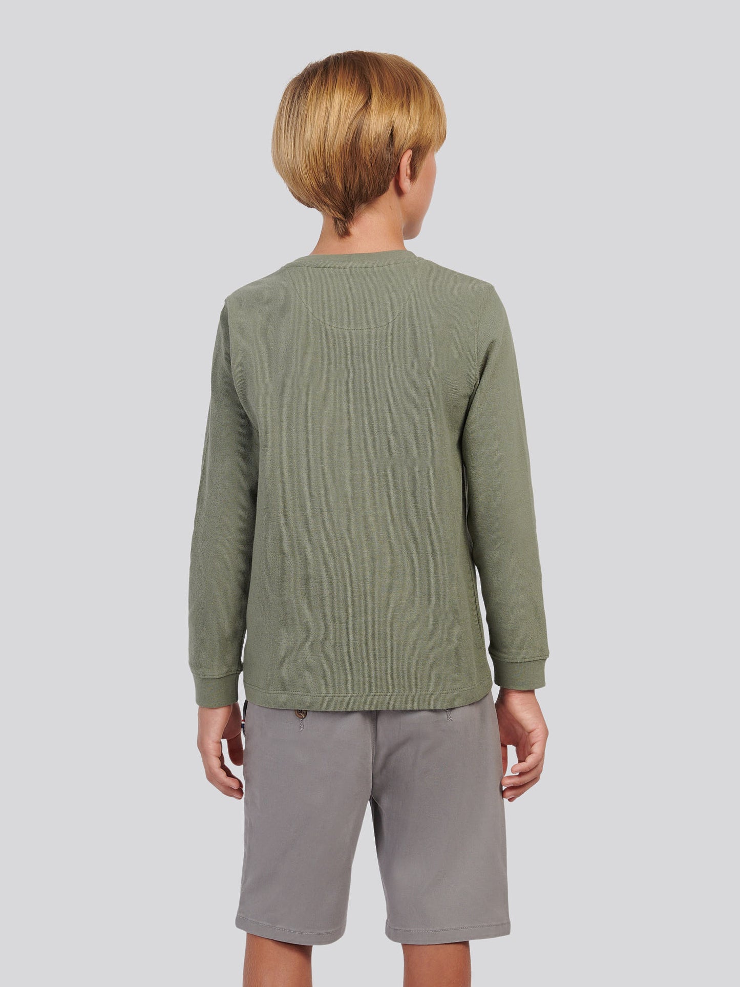 Boys Flat Pile Long Sleeve T-Shirt in Mulled Basil