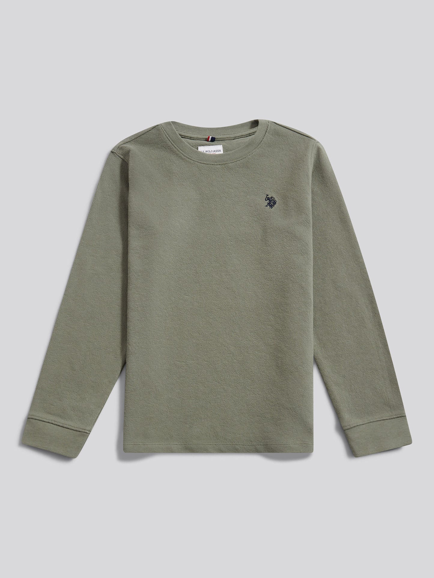 Boys Flat Pile Long Sleeve T-Shirt in Mulled Basil