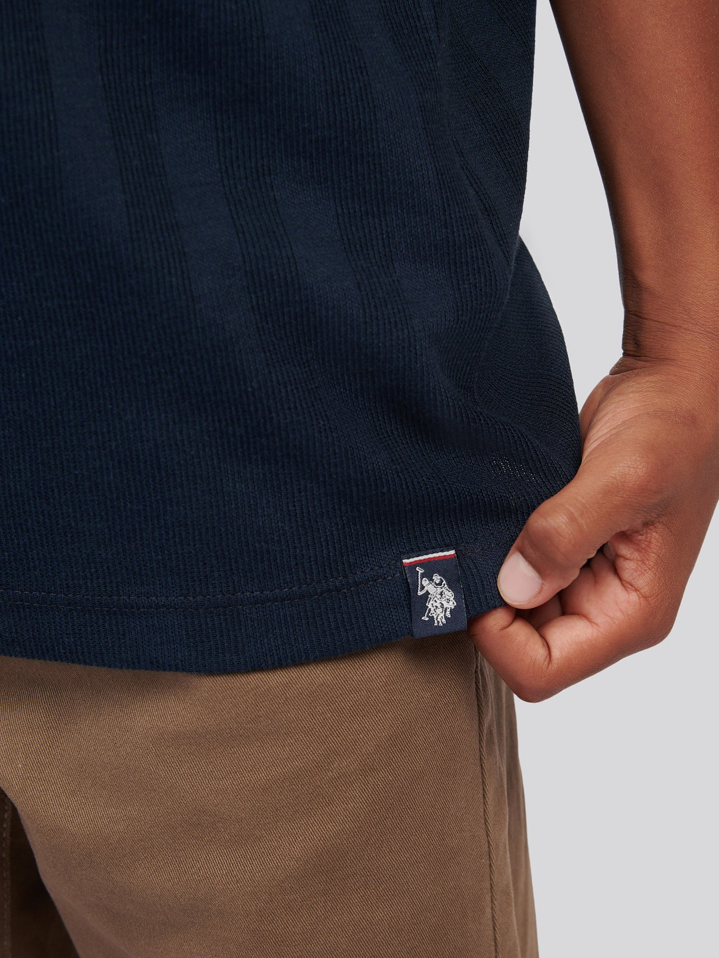 Boys Smart Vertical Texture T-Shirt in Dark Sapphire Navy