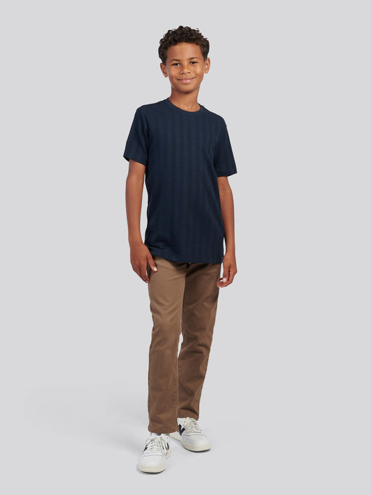 Boys Smart Vertical Texture T-Shirt in Dark Sapphire Navy