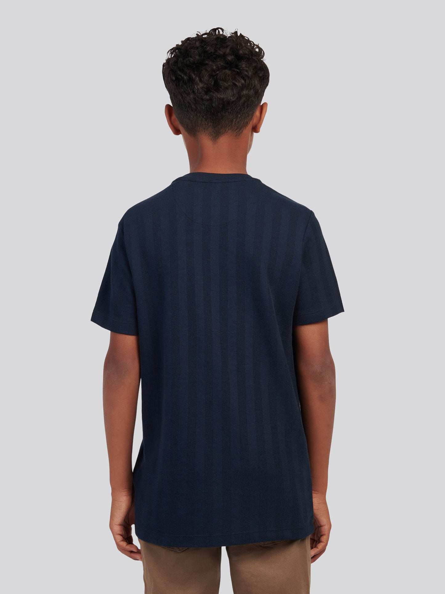 Boys Smart Vertical Texture T-Shirt in Dark Sapphire Navy