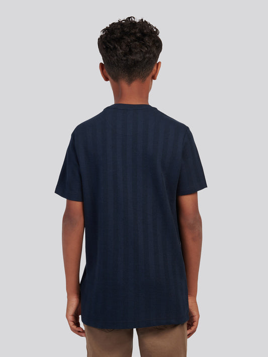 Boys Smart Vertical Texture T-Shirt in Dark Sapphire Navy