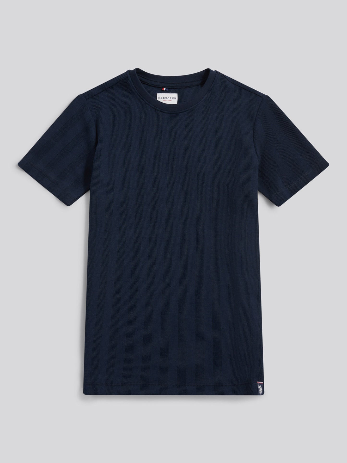 Boys Smart Vertical Texture T-Shirt in Dark Sapphire Navy