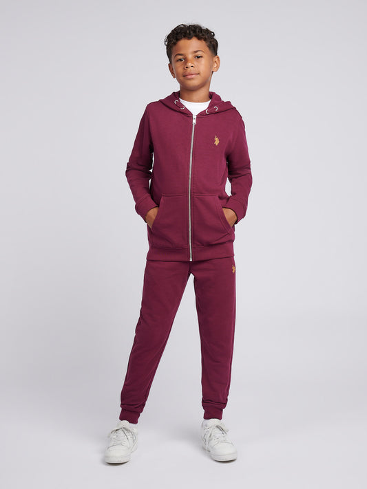 Boys Double Horsemen Loopback Jogger in Grape Wine