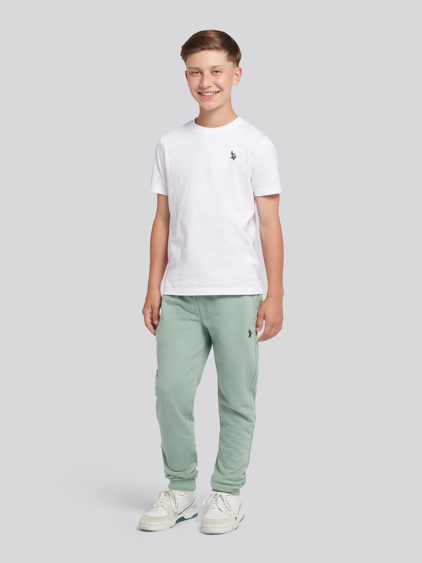 Boys Double Horsemen Loopback Jogger in Iceberg Green