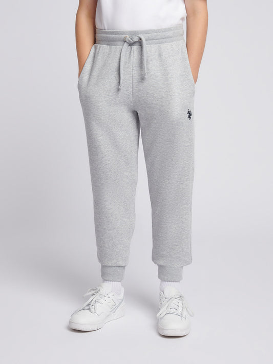 Boys Double Horsemen Loopback Jogger in Mid Grey Marl
