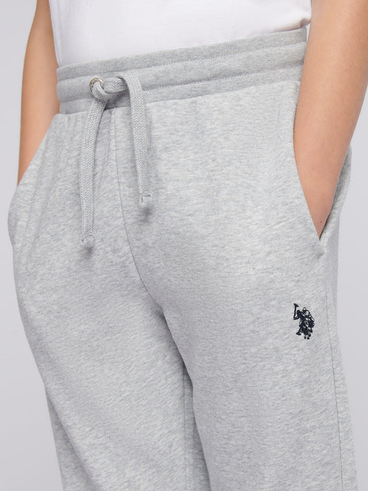Boys Double Horsemen Loopback Jogger in Mid Grey Marl