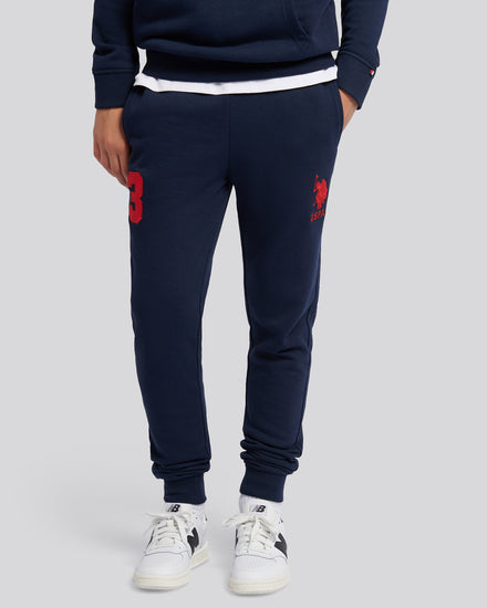 Boys Player 3 Loopback Jogger in Dark Sapphire Navy / Haute Red DHM
