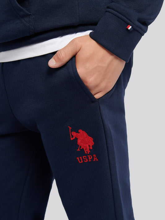 Boys Player 3 Loopback Jogger in Dark Sapphire Navy / Haute Red DHM