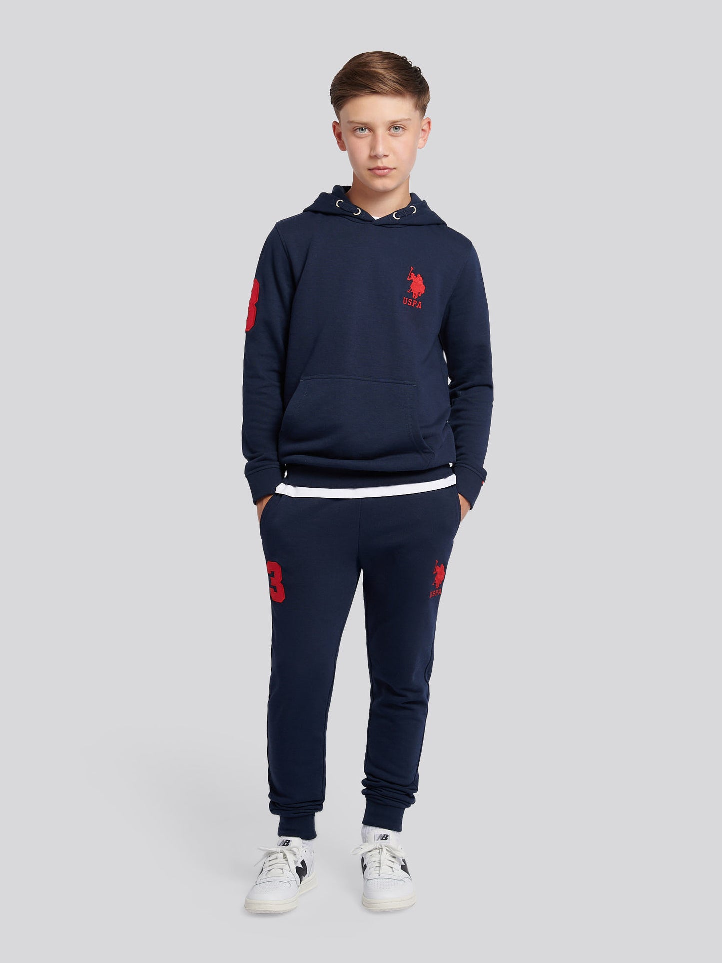 Boys Player 3 Loopback Jogger in Dark Sapphire Navy / Haute Red DHM