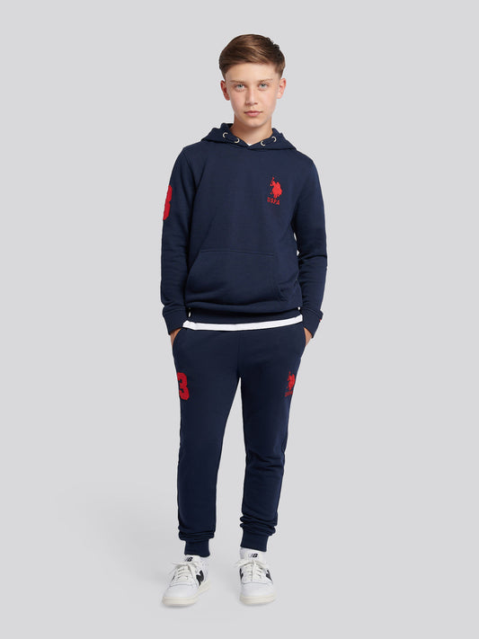 Boys Player 3 Loopback Jogger in Dark Sapphire Navy / Haute Red DHM