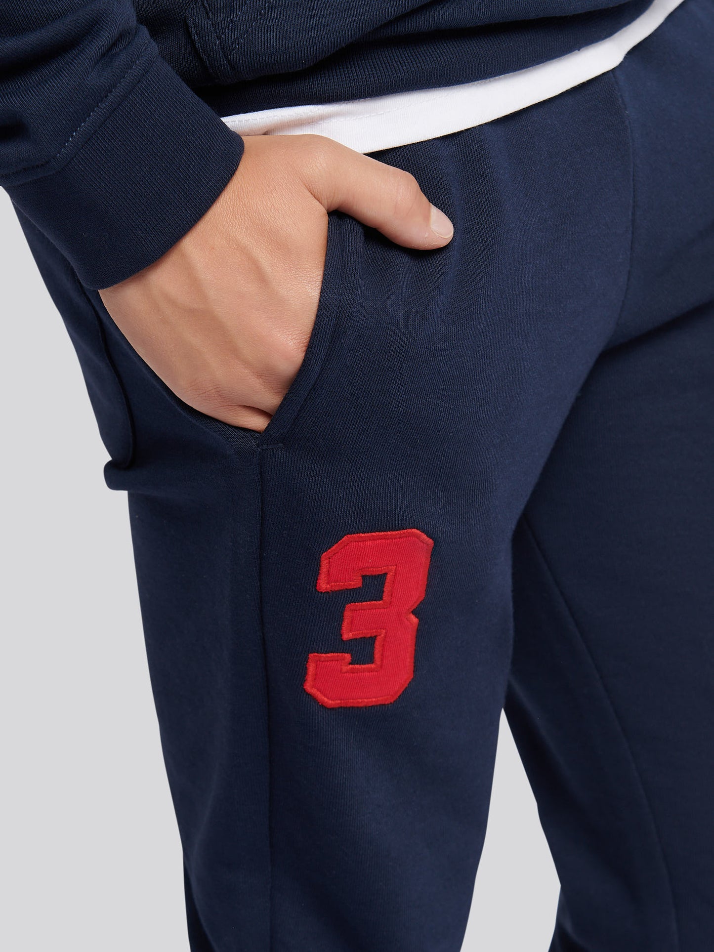 Boys Player 3 Loopback Jogger in Dark Sapphire Navy / Haute Red DHM