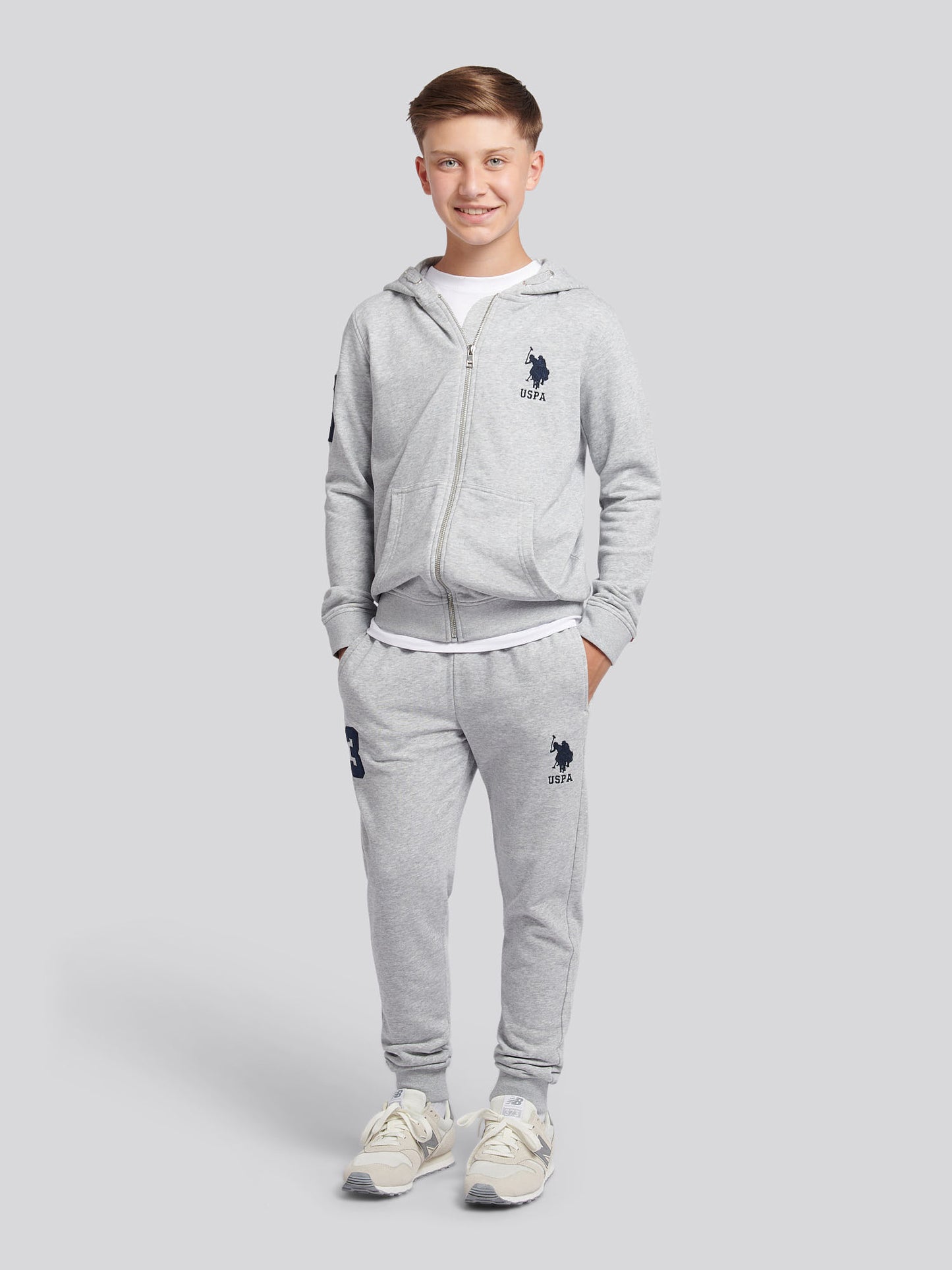Boys Player 3 Loopback Jogger in Mid Grey Marl