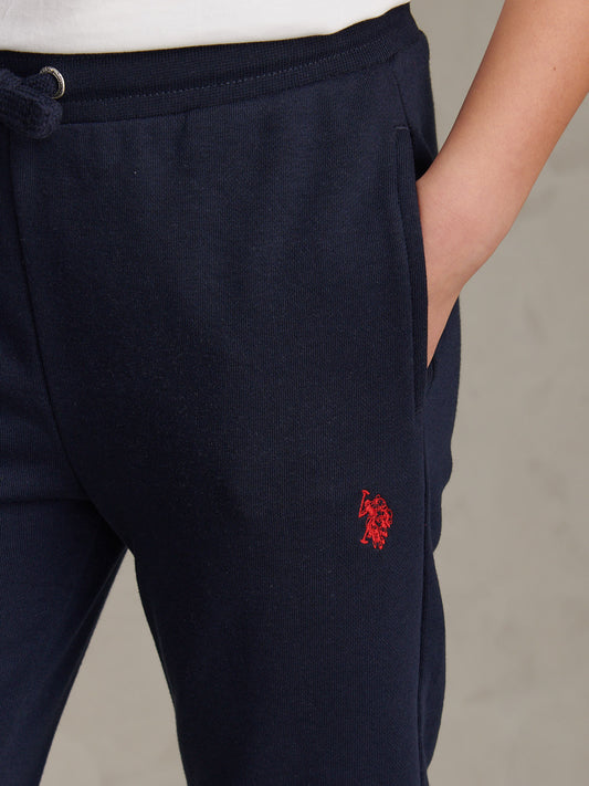 Boys Double Horsemen Straight Leg Jogger in Dark Sapphire Navy / Haute Red DHM