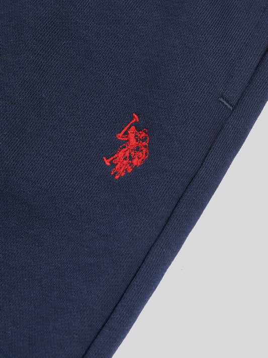 Boys Double Horsemen Straight Leg Jogger in Dark Sapphire Navy / Haute Red DHM