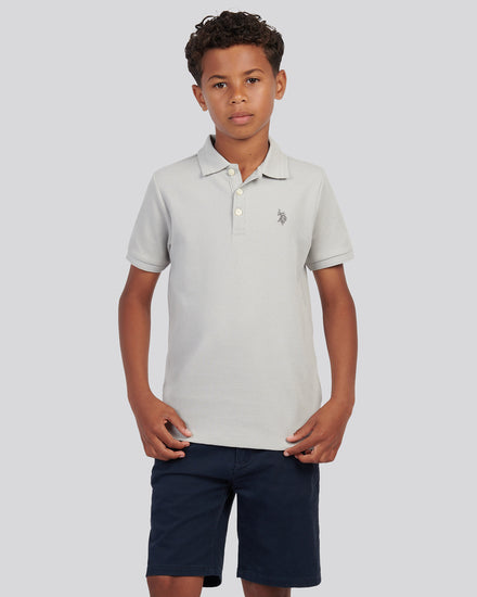Boys Waffle Texture Polo Shirt in High Rise