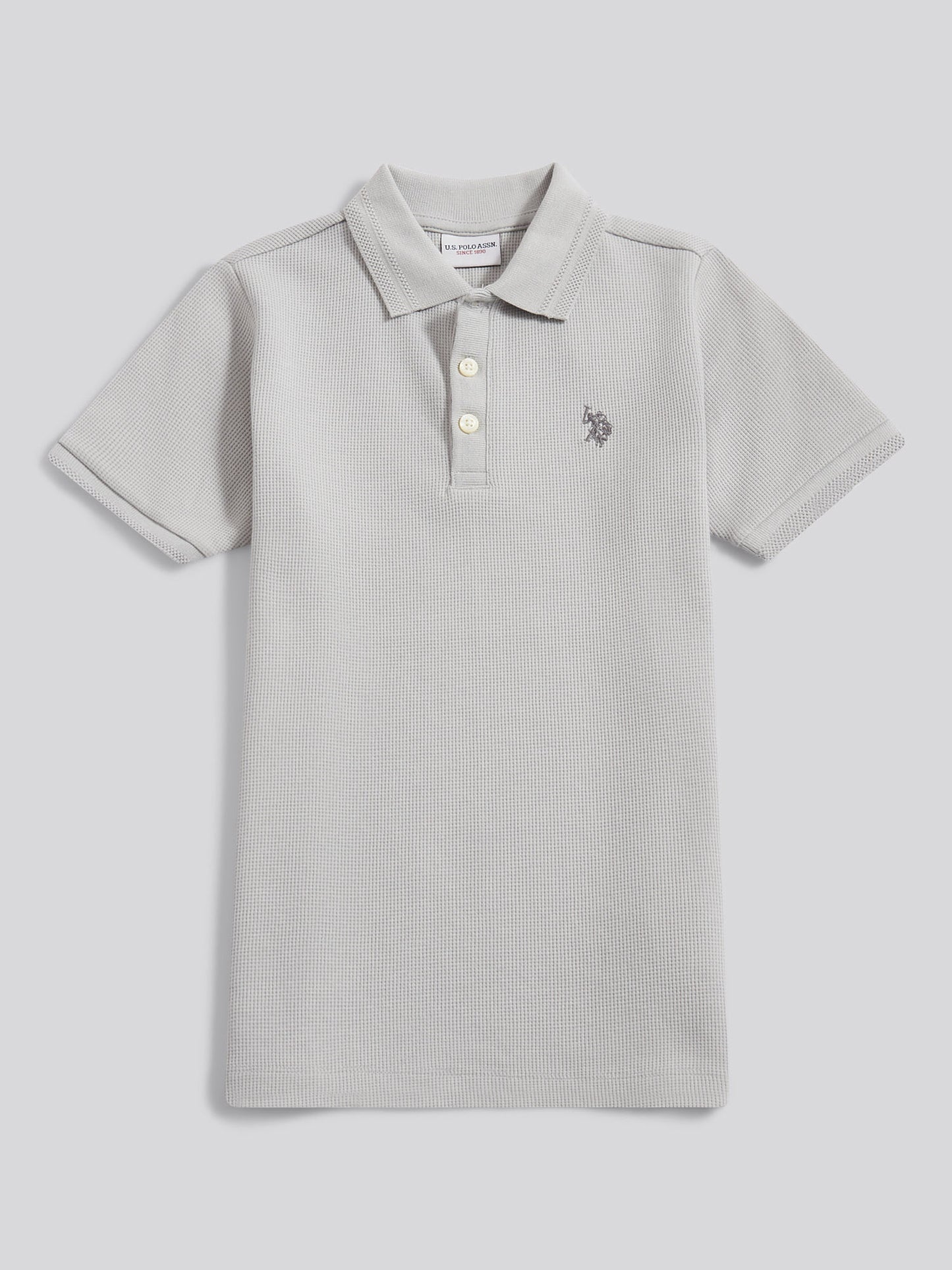 Boys Waffle Texture Polo Shirt in High Rise