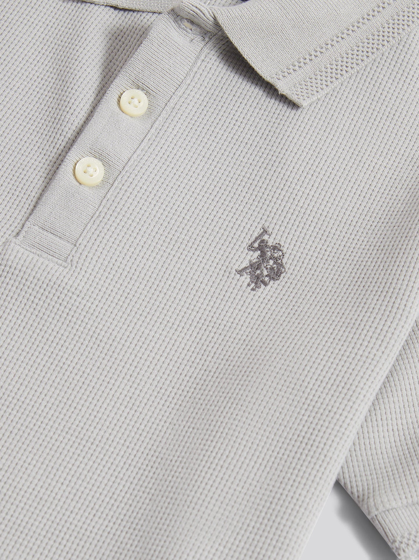 Boys Waffle Texture Polo Shirt in High Rise