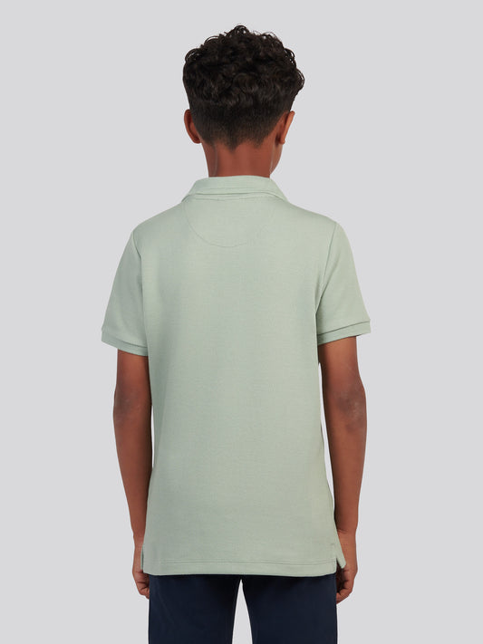 Boys Twill Texture Polo Shirt in Iceberg Green