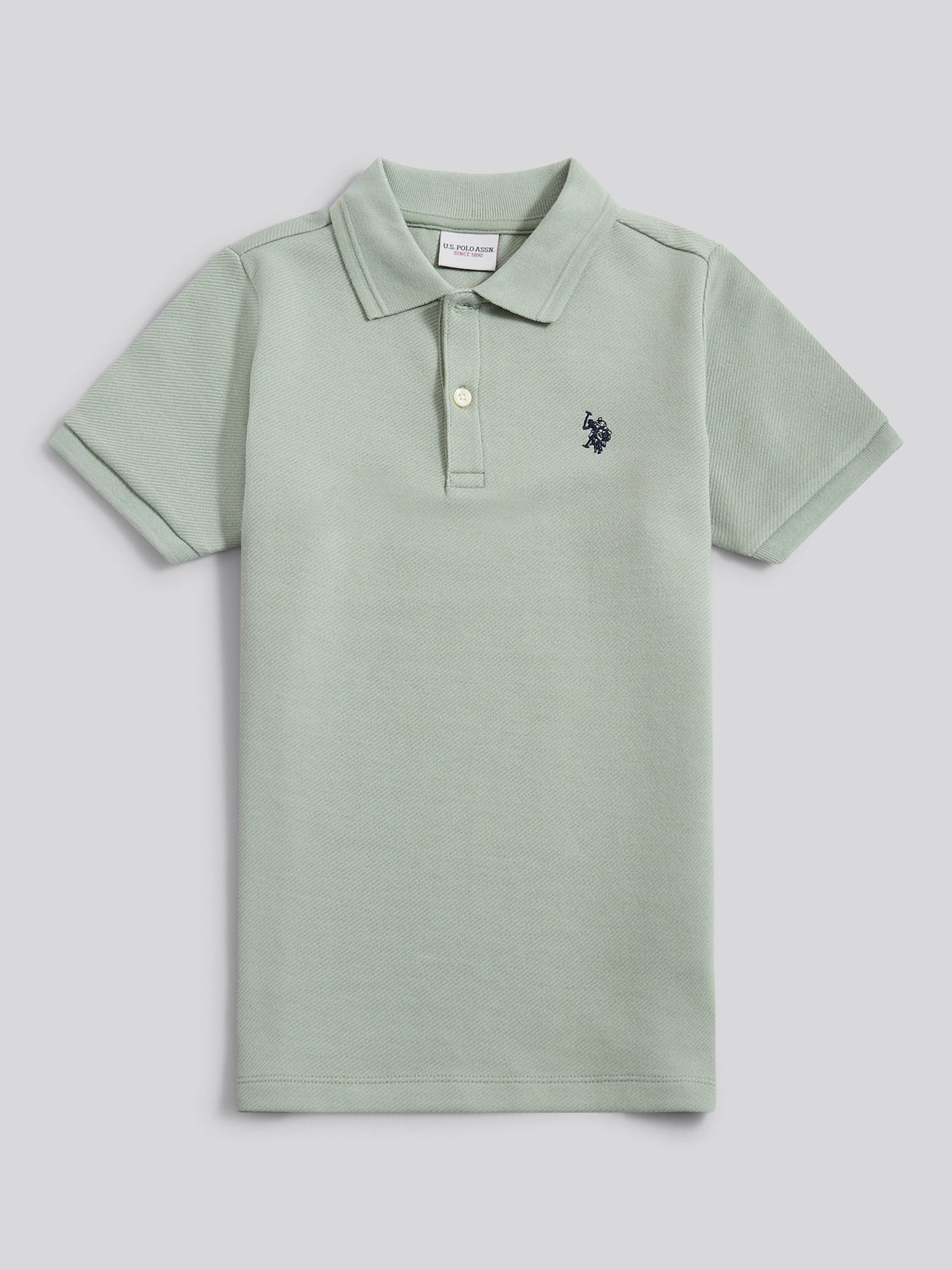 Boys Twill Texture Polo Shirt in Iceberg Green