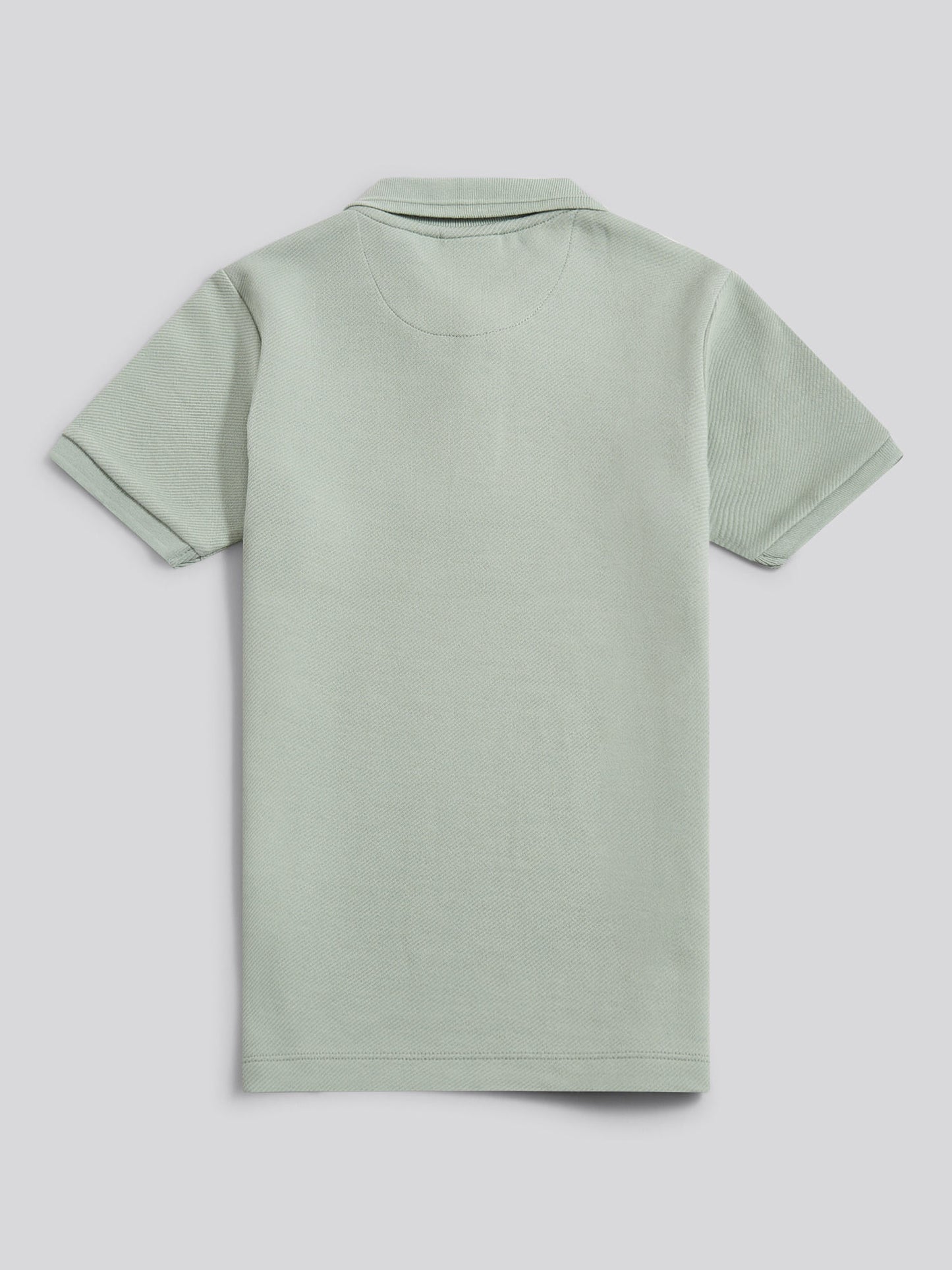 Boys Twill Texture Polo Shirt in Iceberg Green