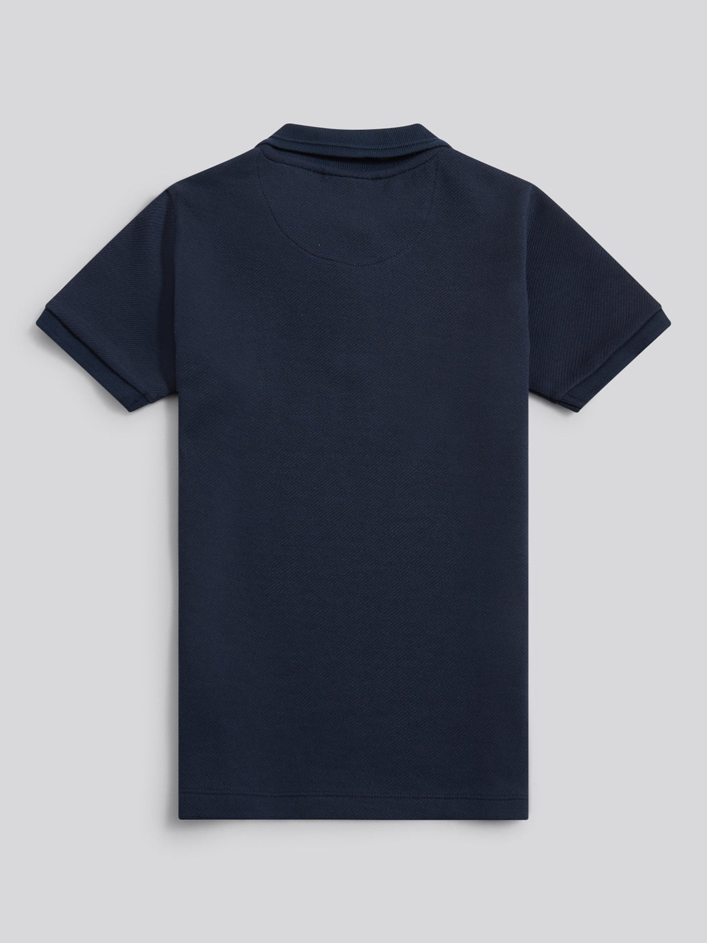 Boys Twill Texture Polo Shirt in Dark Sapphire Navy / Moonlight Blue DHM
