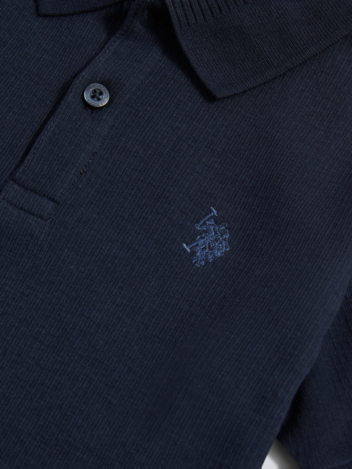 Boys Heritage Textured Polo Shirt in Dark Sapphire Navy / Moonlight Blue DHM