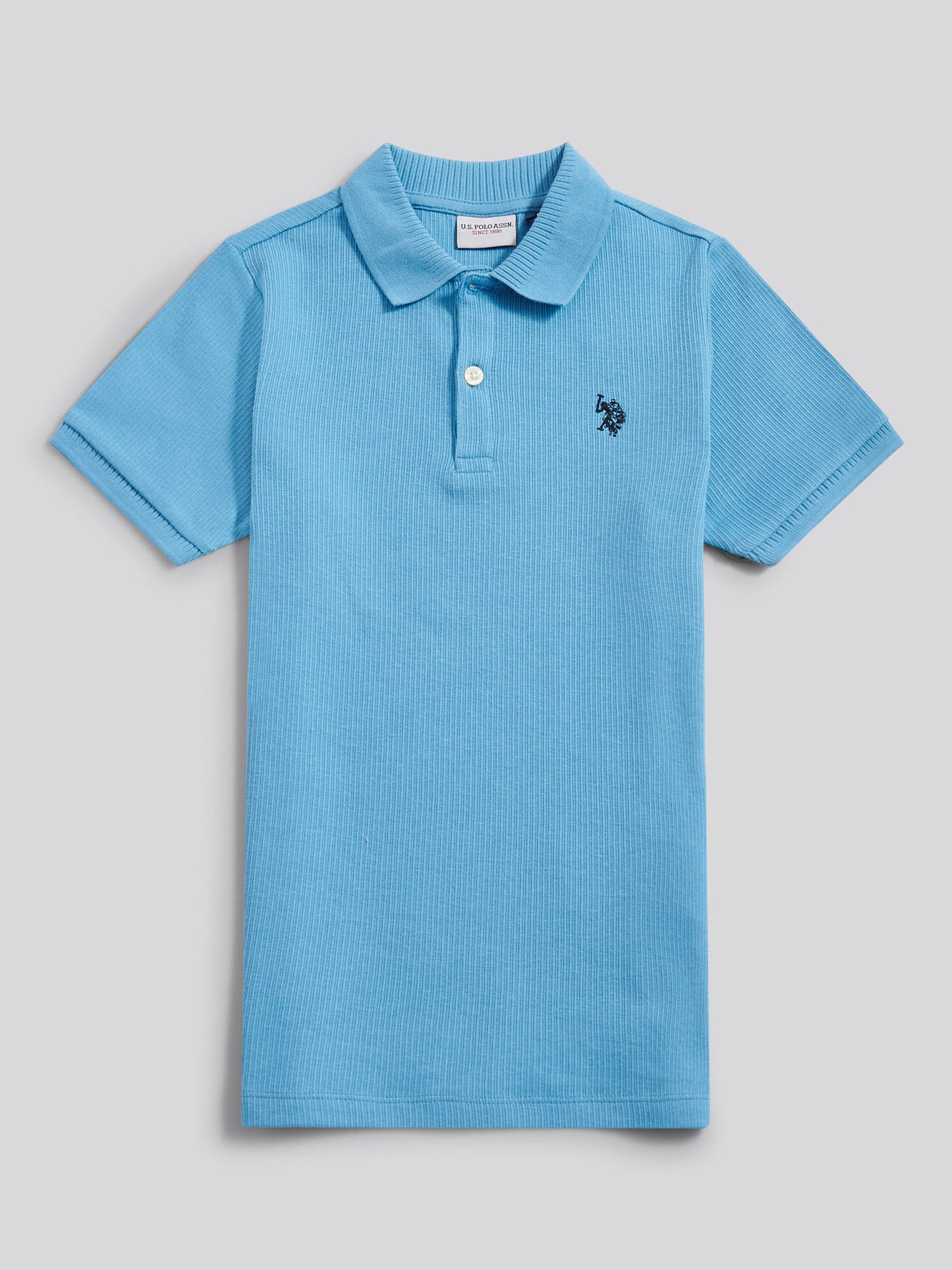 Boys Heritage Textured Polo Shirt in Heritage Blue