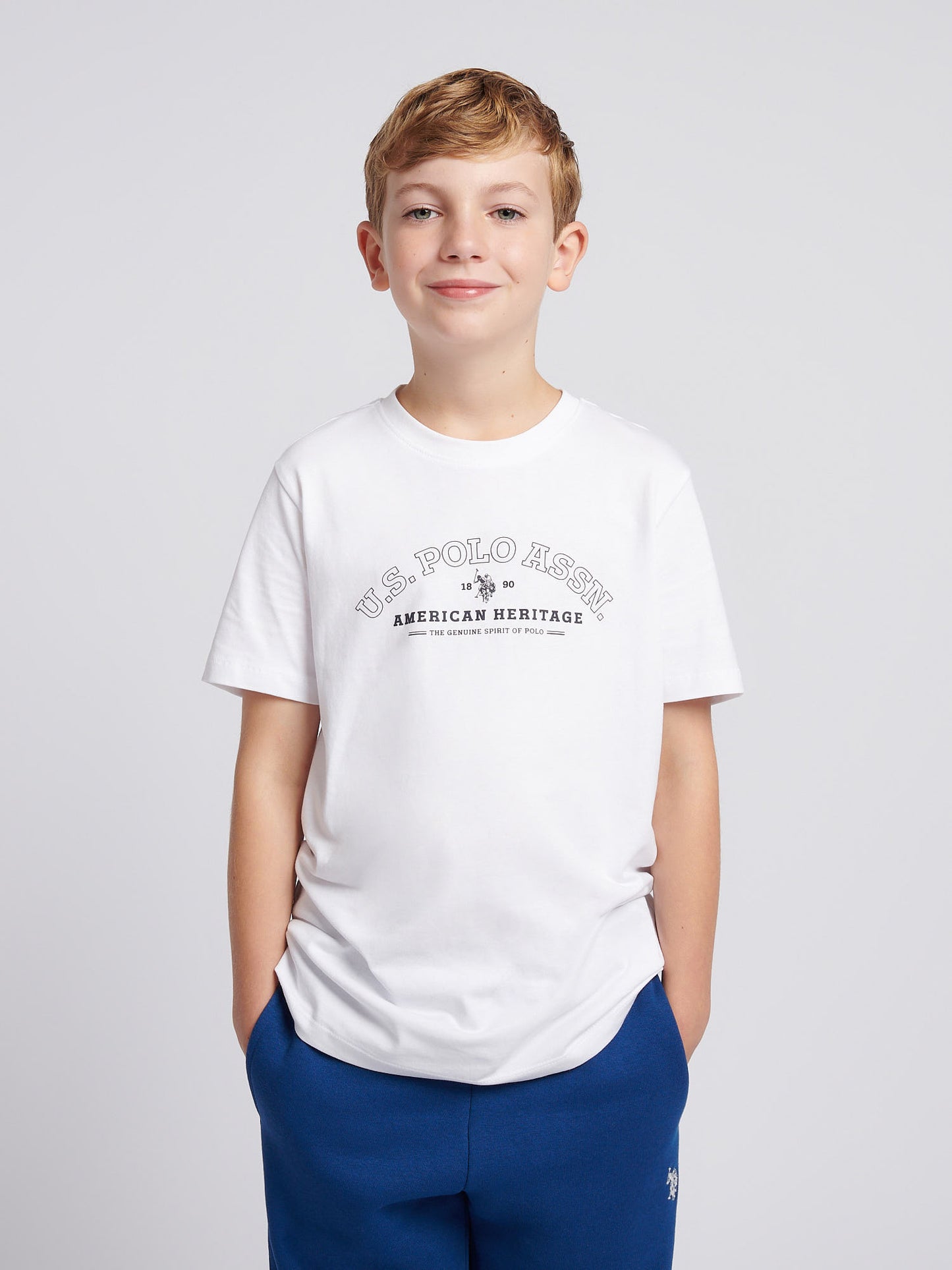 Boys Heritage Graphic Print T-Shirt in Bright White