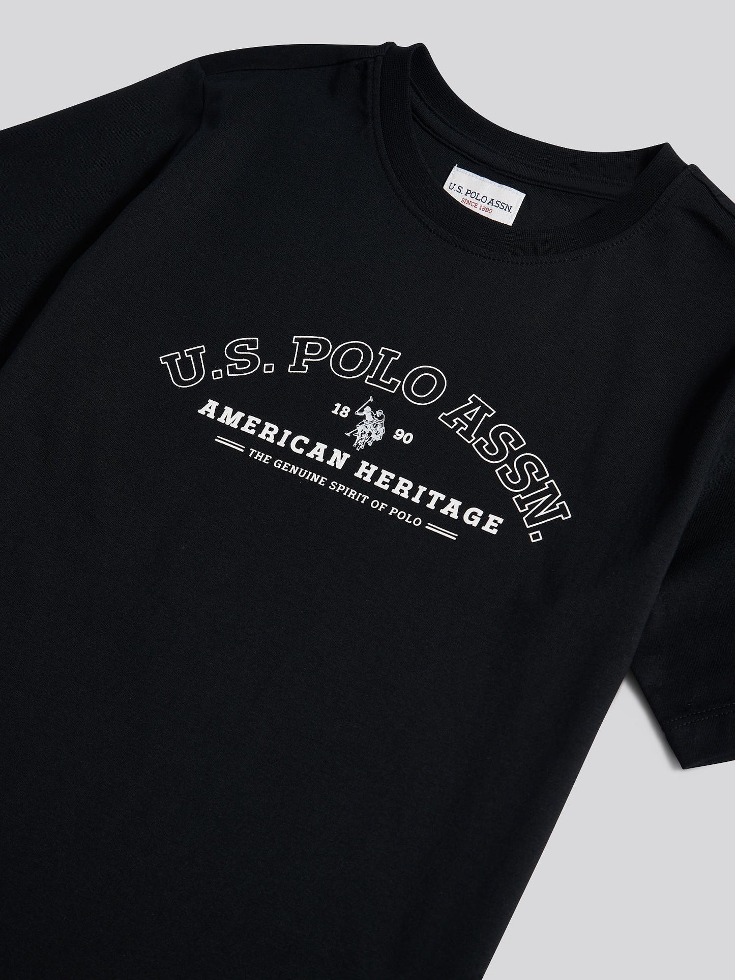 Boys Heritage Graphic Print T-Shirt in Black