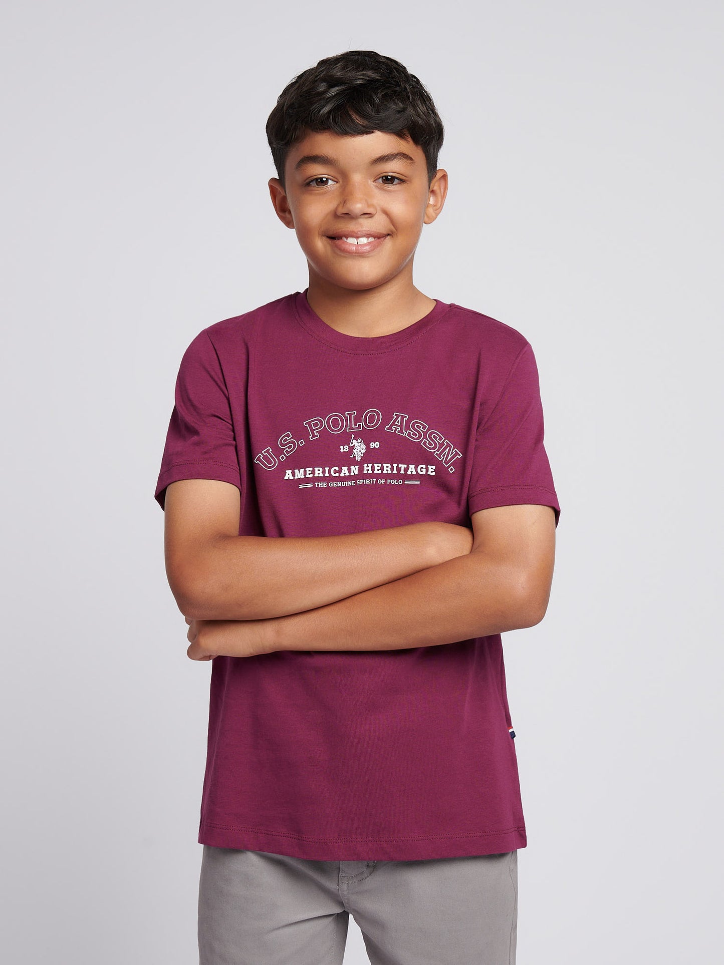 Boys Heritage Graphic Print T-Shirt in Grape Wine