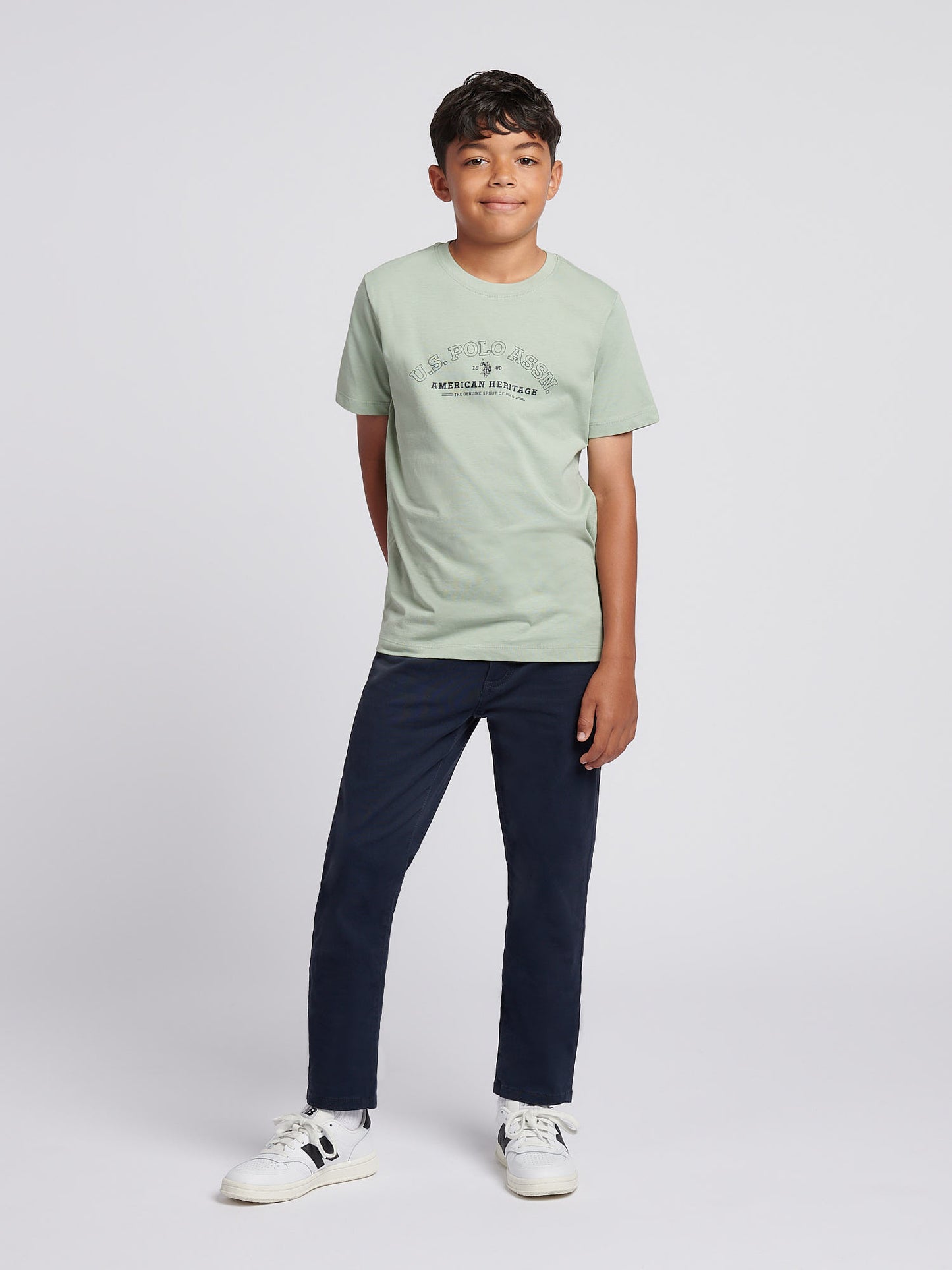 Boys Heritage Graphic Print T-Shirt in Iceberg Green