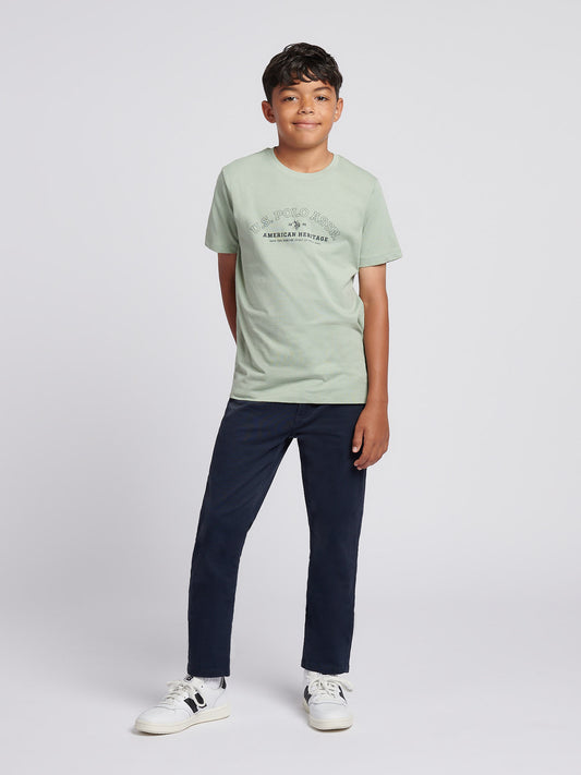 Boys Heritage Graphic Print T-Shirt in Iceberg Green