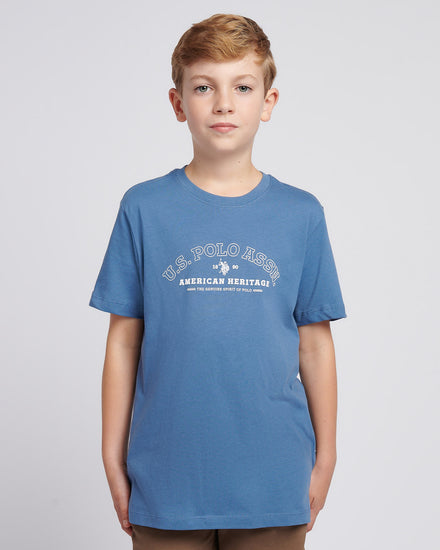 Boys Heritage Graphic Print T-Shirt in Blue Horizon
