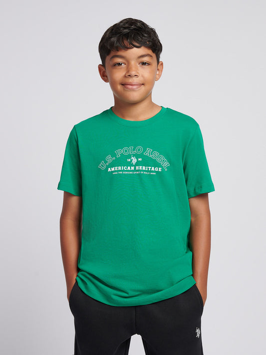 Boys Heritage Graphic Print T-Shirt in Lush Meadow