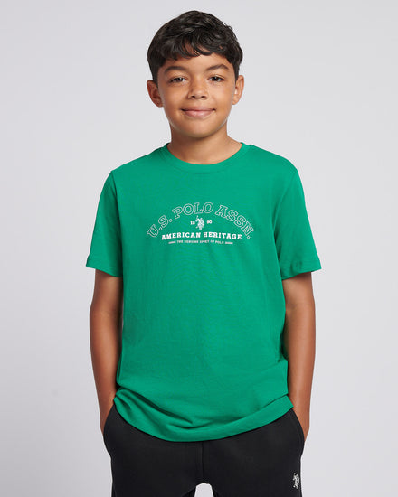 Boys Heritage Graphic Print T-Shirt in Lush Meadow