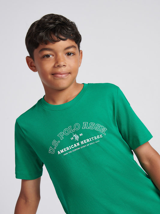 Boys Heritage Graphic Print T-Shirt in Lush Meadow
